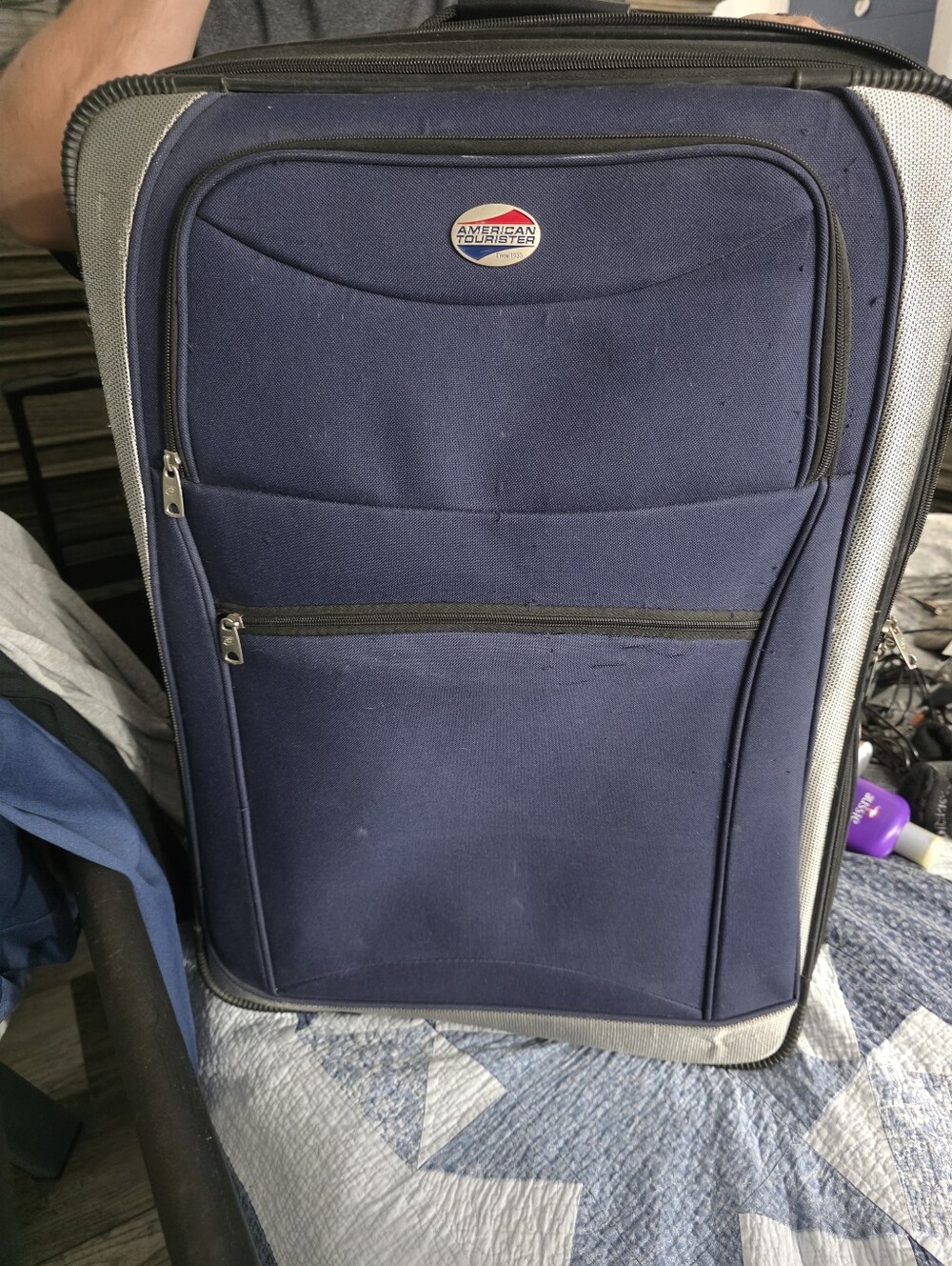 American Tourister Navy and Gray Softside Men's Travel Bag